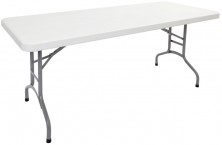 Poly Folding Table. White Plastic Top On 730 High Silver Frame. Sizes 1800 X 750 And 2000 X 900